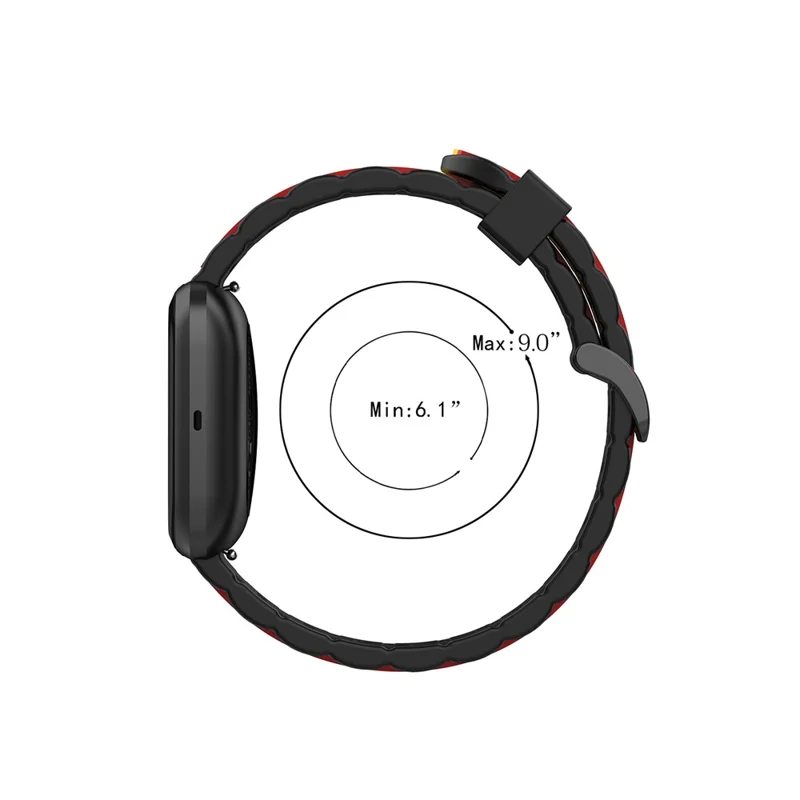 Wavy Square Textured Silicone Watch Band Strap for Fitbit Versa/2/Lite - Black/Red/Yellow