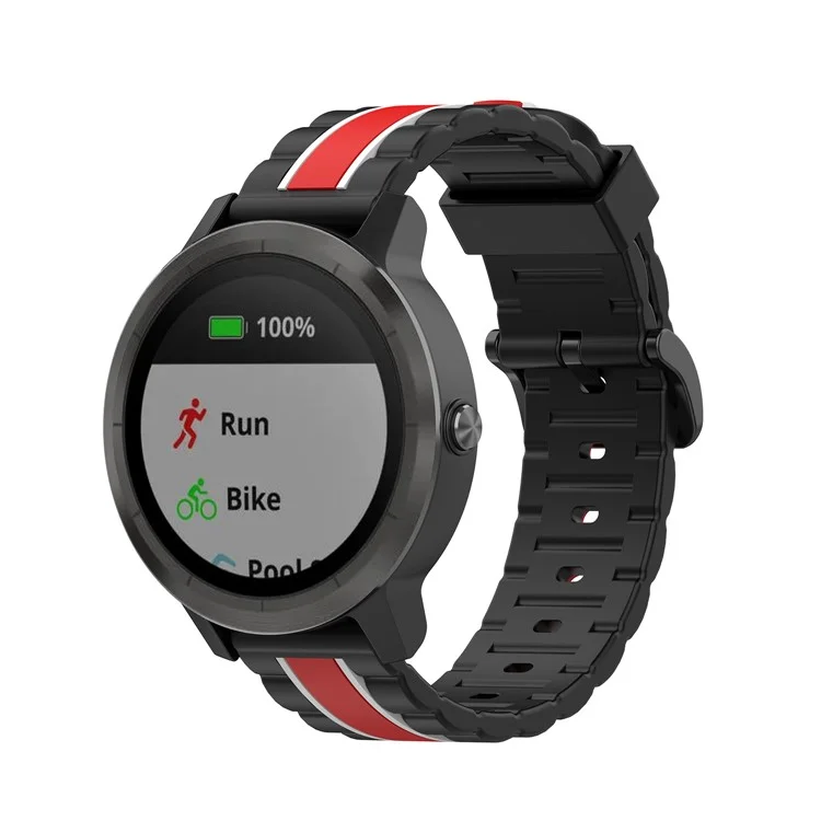 Banda Cinturino da Orologio in Silicone Con Testura Quadrata Ondulata da 20 mm Per Samsung Galaxy Watch4 Classic 46mm/galaxy Watch4 44mm 44mm/garmin Vivoactive3/Forerunner245/645 - Nero/nero/rosso