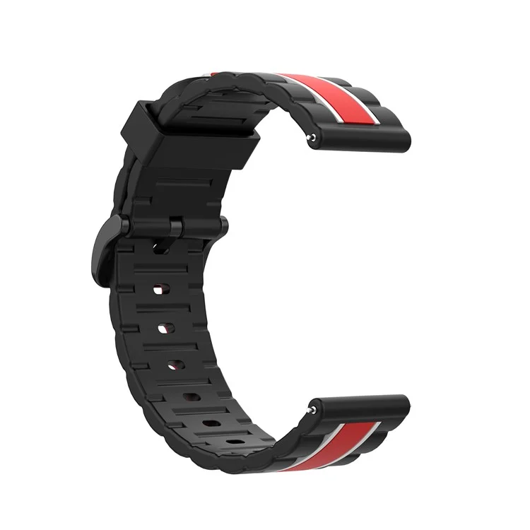 Banda Cinturino da Orologio in Silicone Con Testura Quadrata Ondulata da 20 mm Per Samsung Galaxy Watch4 Classic 46mm/galaxy Watch4 44mm 44mm/garmin Vivoactive3/Forerunner245/645 - Nero/nero/rosso