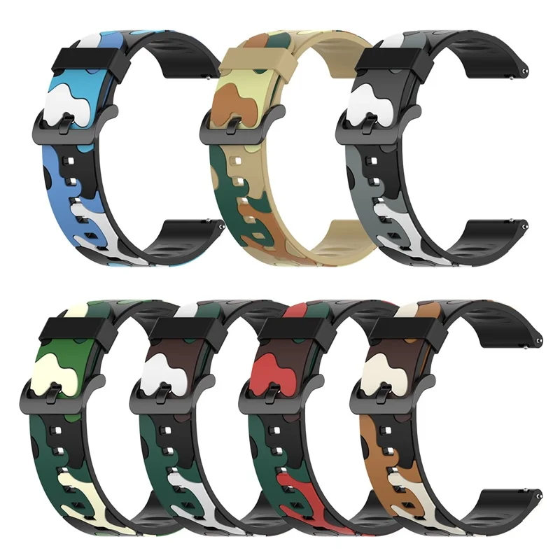 Camouflage Skin Silicone Watch Band for Fitbit Versa 2/Versa Lite - Black