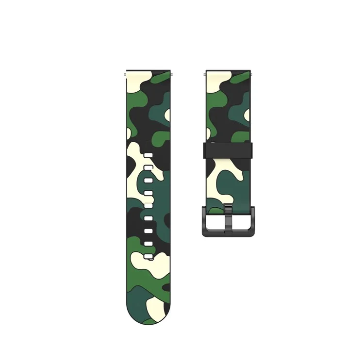 20mm Camouflage Silicone Watch Band for Samsung Galaxy Active 2/Active R500/Watch 42mm/Gear S2 Classic - Light Green