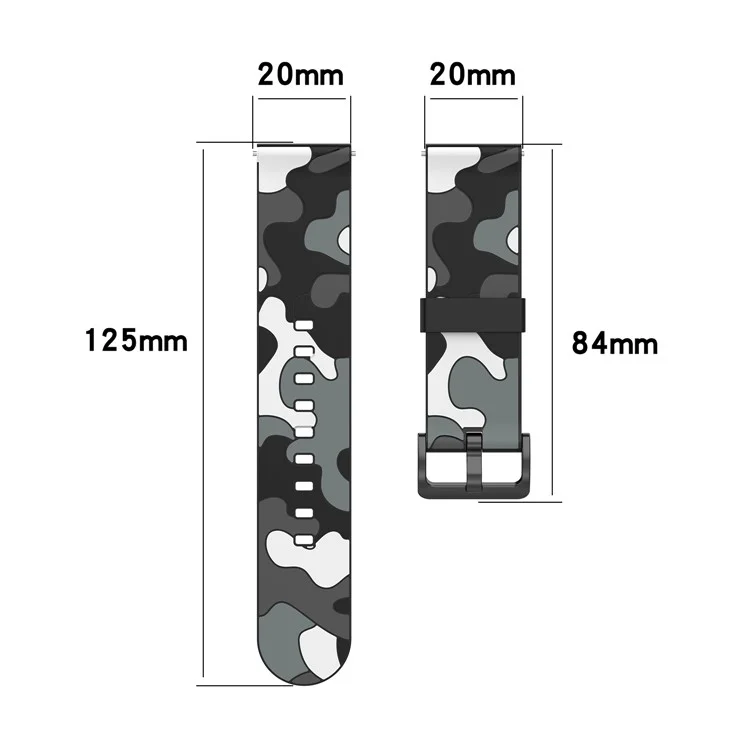 20mm Camouflage Silicone Watch Band for Samsung Galaxy Active 2/Active R500/Watch 42mm/Gear S2 Classic - Light Green