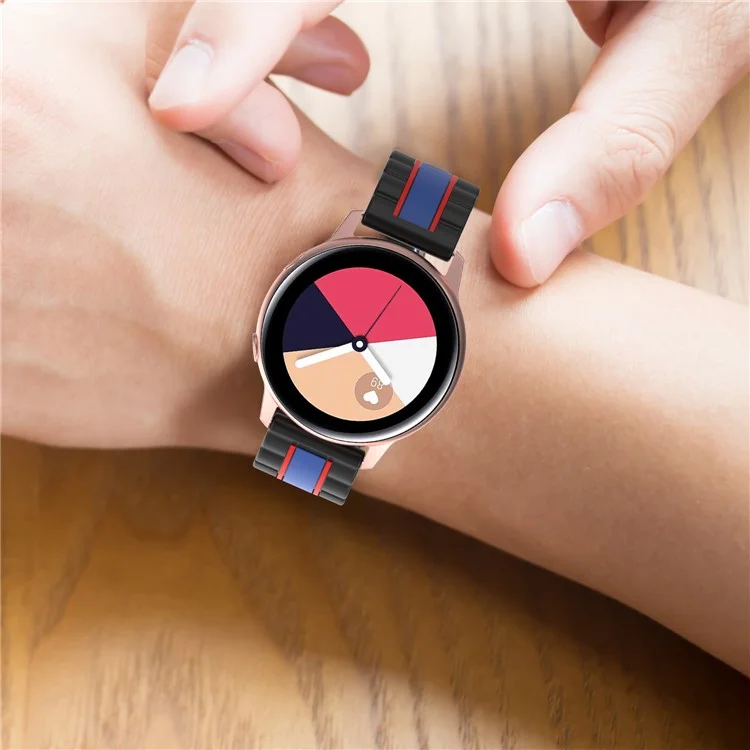 20mm Wavy Square Textured Silicone Watch 20mm para Samsung Galaxy Watch6 / Watch6 Classic Active R500 / Active2 / Watch 42mm / S2 Classic - Preto / Vermelho / Azul