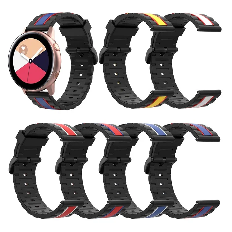 20mm Wavy Square Texture Silicone Montre Remplacer La Sangle 20mm Pour Samsung Galaxy Active R500 / Active2 / Montre 42mm / S2 Classic - Noir / Rouge / Bleu