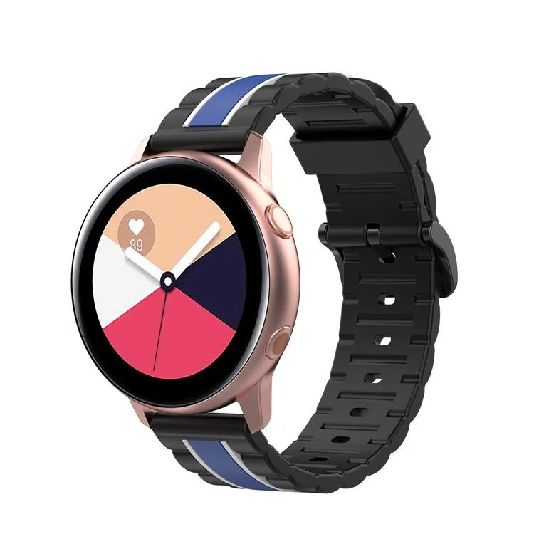 20mm Wavy Square Textured Silicone Watch 20mm for Samsung Galaxy Watch6 / Watch6 Classic Active R500 / Active2 / Watch 42mm / S2 Classic - Black / White / Blue