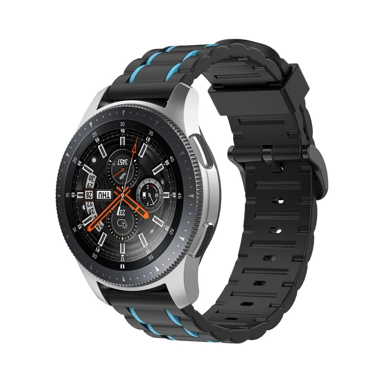 Correa de Reloj de Silicona de Bicina de Rayas Verticales de 22 mm Para Reloj Samsung Galaxy Watch 46 Mm/galaxy Watch 3 45 mm - Black/Sky Blue