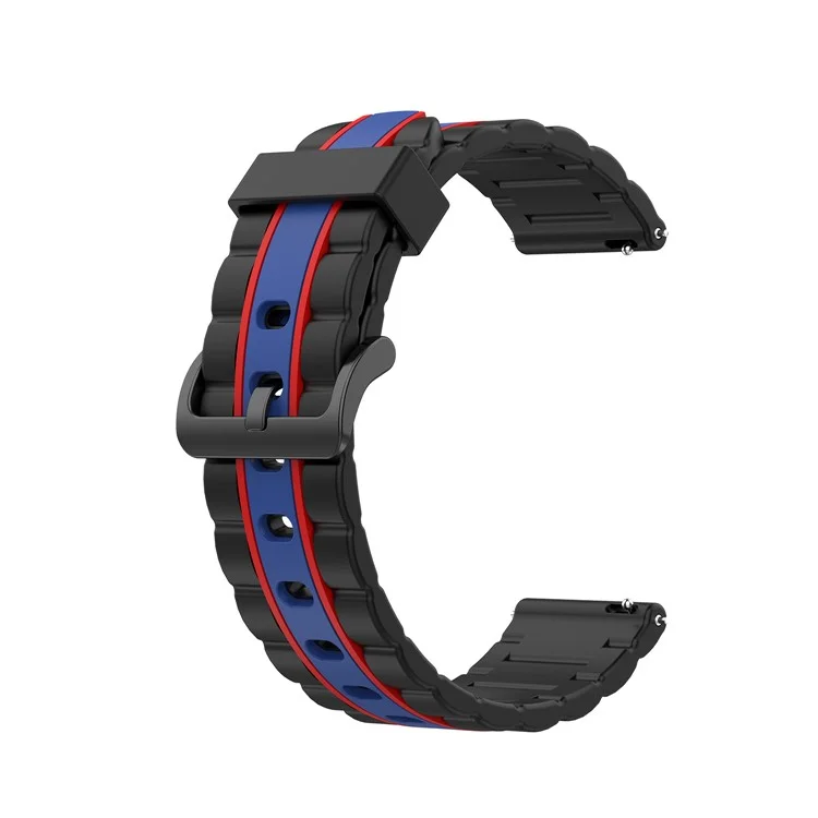 22mm Wave Rectangle Skin Silicone Watch Strap for Samsung Galaxy Watch 46mm/Watch 3 45mm - Black/Blue/Red