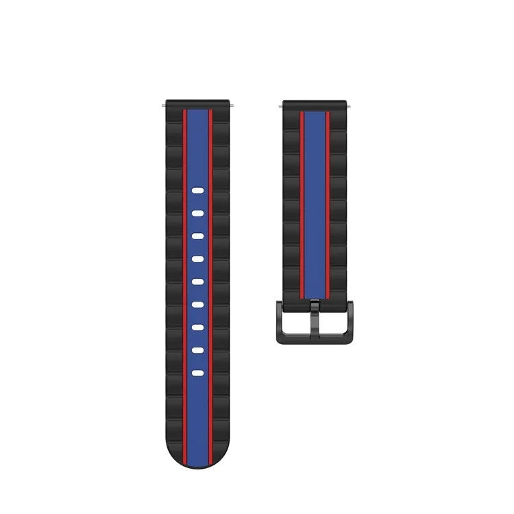 Sangle de Montre en Silicone en Silicone Cutané Rectang - Noir / Bleu / Rouge