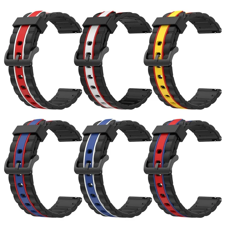 22mm Wave Rectangle Skin Silicone Watch Strap for Samsung Galaxy Watch 46mm/Watch 3 45mm - Black/Blue/Red