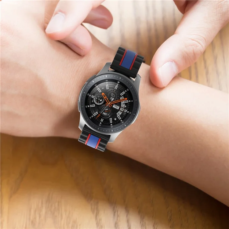 22mm Wave Rectangle Skin Silicone Watch Strap for Samsung Galaxy Watch 46mm/Watch 3 45mm - Black/Blue/Red