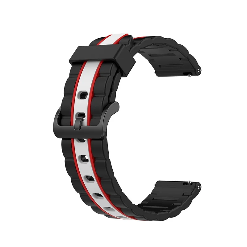 22mm Wave Rectangle Skin Silicone Watch Strap for Samsung Galaxy Watch 46mm/Watch 3 45mm - Black/White/Red