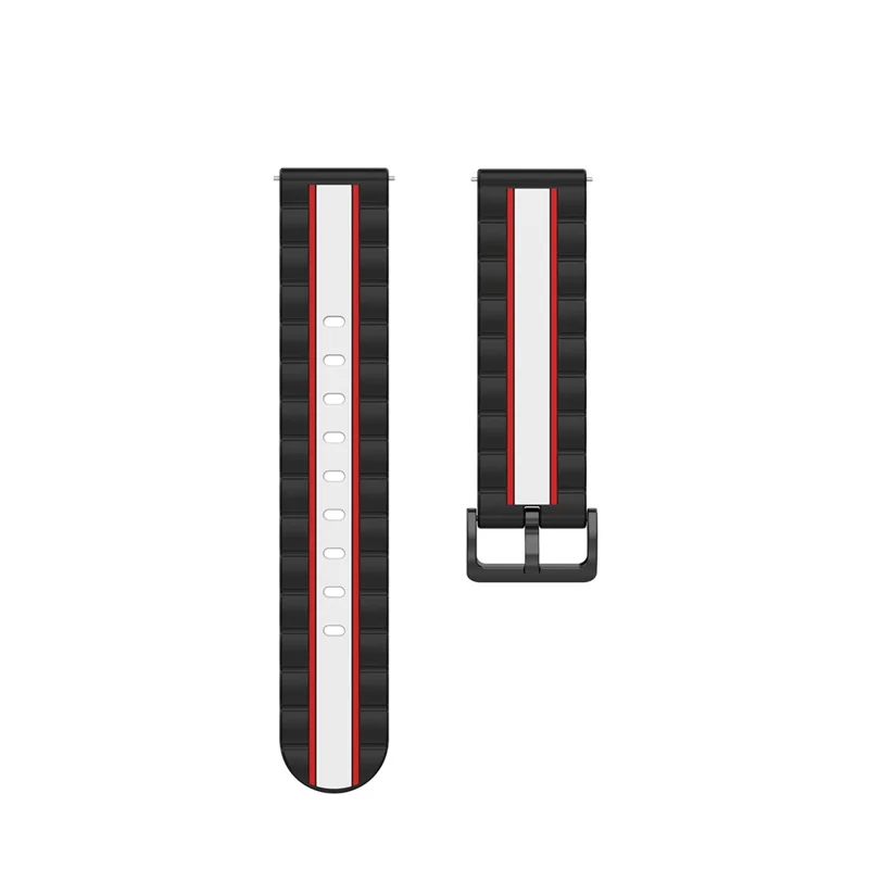 22mm Wave Rectangle Skin Silicone Watch Strap for Samsung Galaxy Watch 46mm/Watch 3 45mm - Black/White/Red