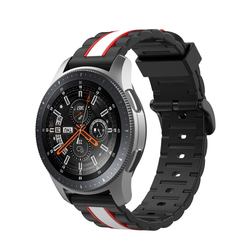 22mm Wave Rectangle Skin Silicone Watch Strap for Samsung Galaxy Watch 46mm/Watch 3 45mm - Black/White/Red