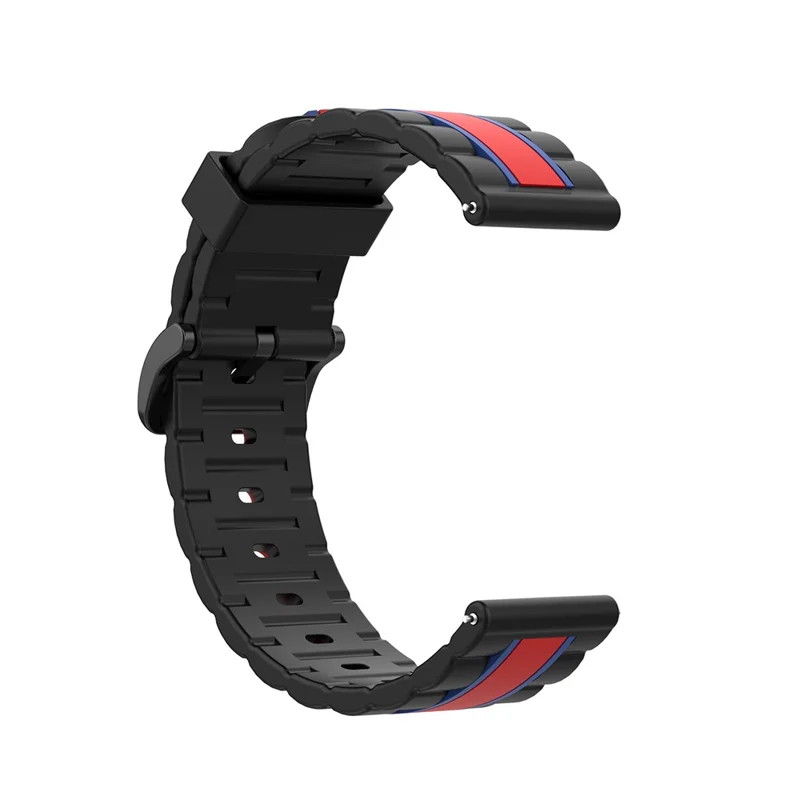 22mm Wave Square Skin Silicone Watch Band for POLAR Grit X/Vantage M - Black/Red/Blue