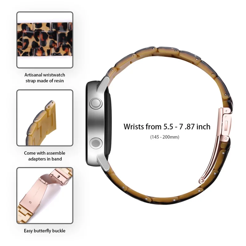 20mm Resin Watch Band for Samsung Galaxy Watch 42mm/Galaxy Active - Leopard