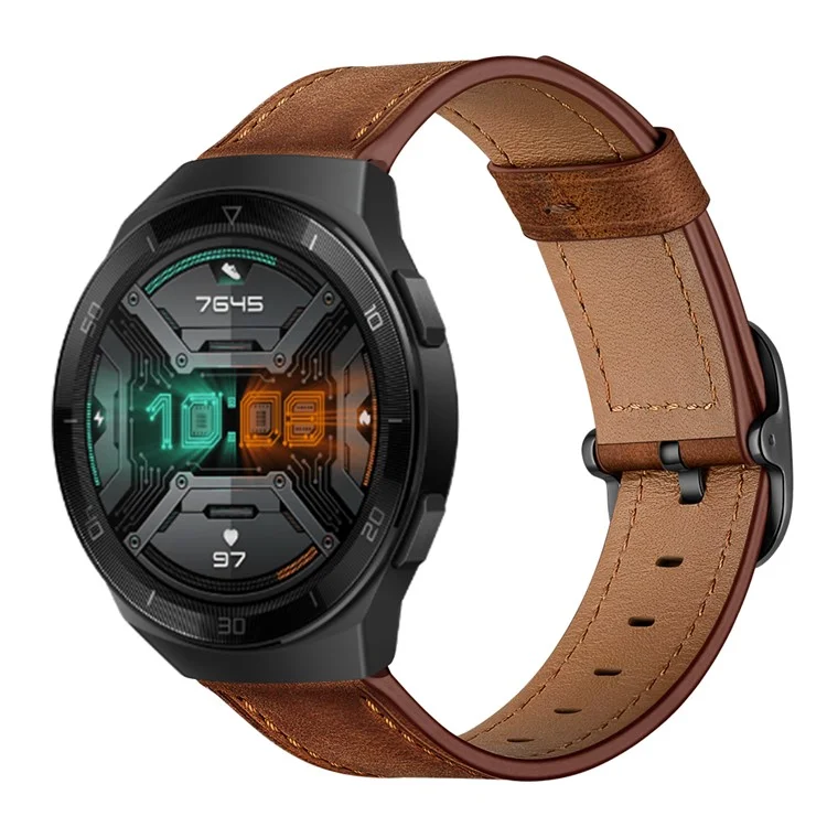 Bracelete de couro de 22 mm (estilo Ds) para Huawei Watch GT 2e - Café