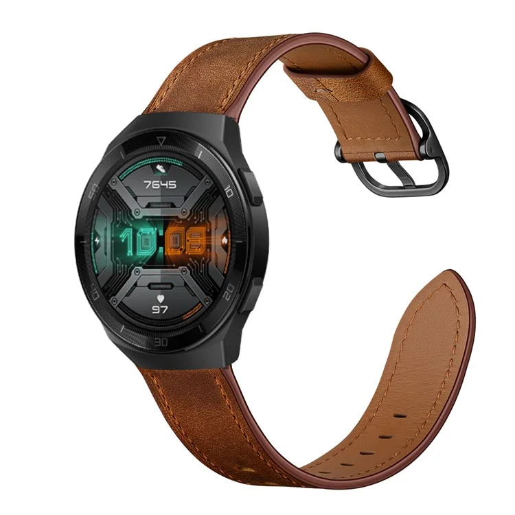 Bracelete de couro de 22 mm (estilo Ds) para Huawei Watch GT 2e - Café