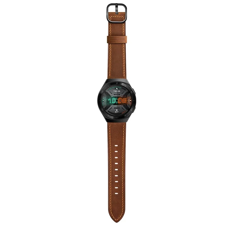 Bracelete de couro de 22 mm (estilo Ds) para Huawei Watch GT 2e - Café