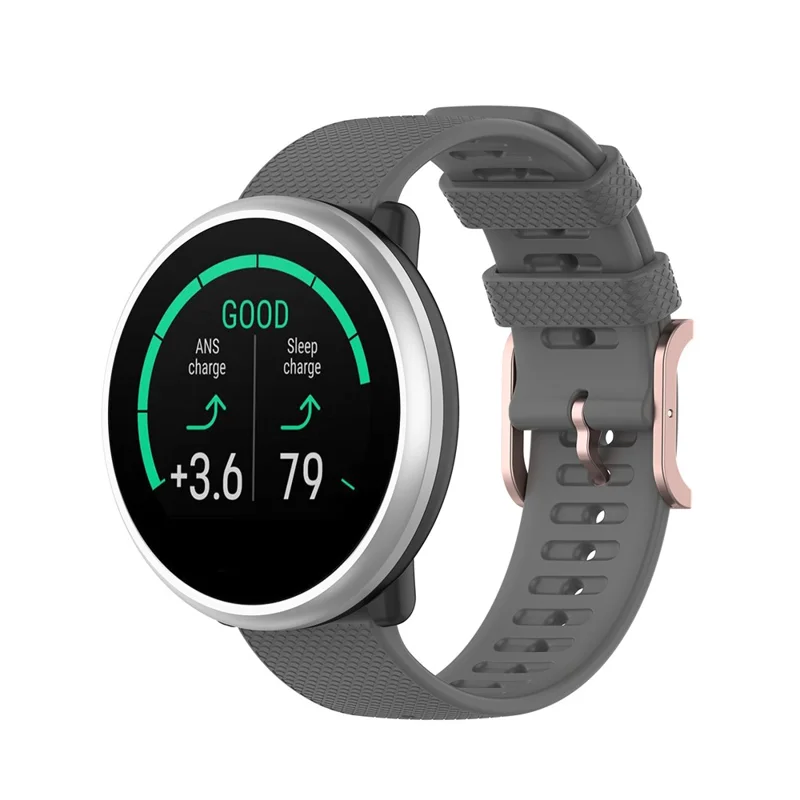 For Polar Ignite 20mm Silicone Smart Watch Band Adjustable Pin Buckle Replacement Strap - Grey