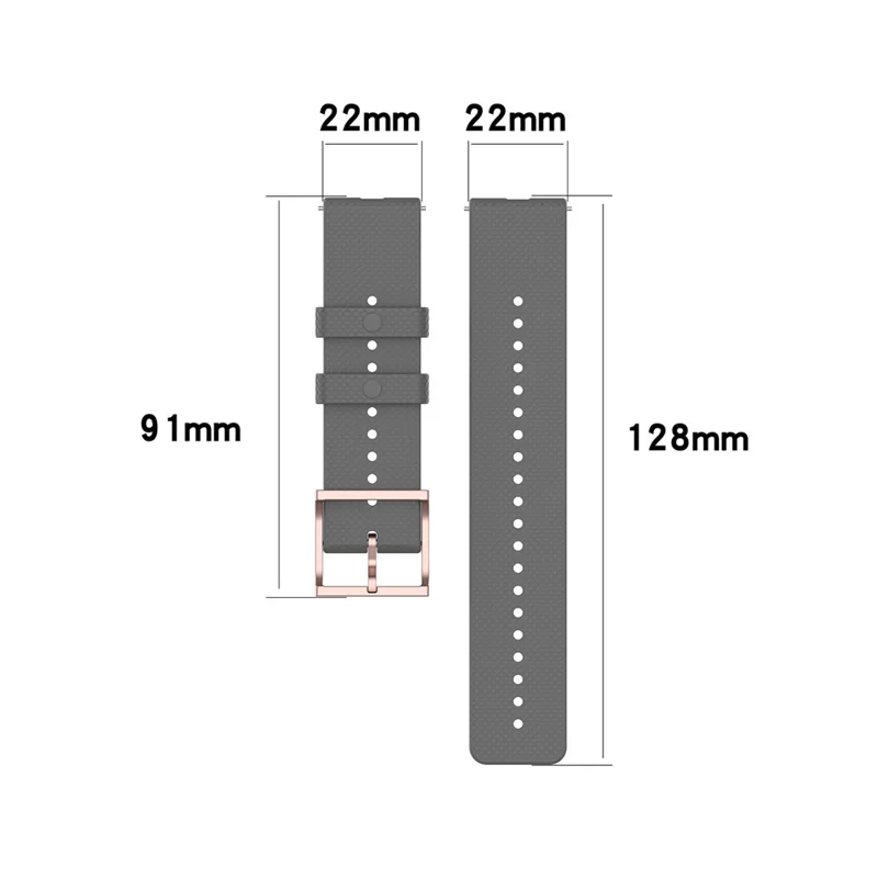 22mm Dotted Silicone Silicone Smart Watch Strap Universal for POLAR Grit X/POLAR Vantage M - Grey