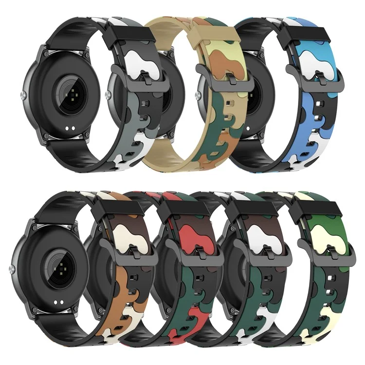 22 mm Camouflage Epoxy Smart Watch Band Pour Xiaomi Haylou Solar LS05 - Camouflage Gris