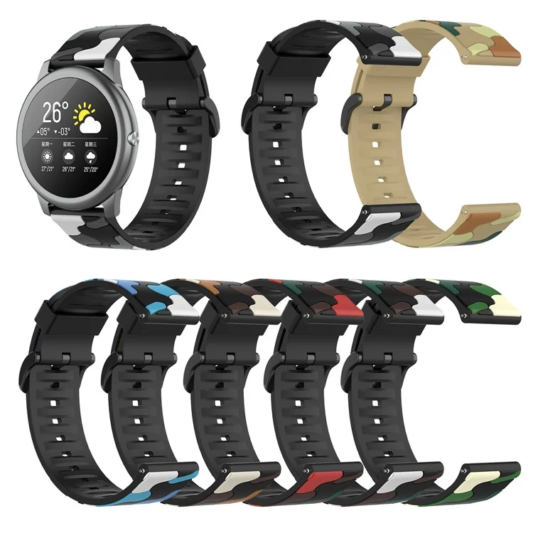 22mm Camouflage Epoxy Smart Watch Band Für Xiaomi Haylou Solar LS05 - Tarngrau