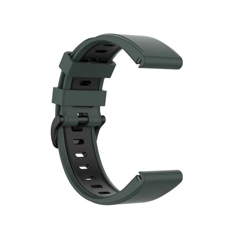 Bi-color Silicone Smart Watch Band for Garmin Fenix 7/Fenix 6/Fenix 5 - Dark Green/Black