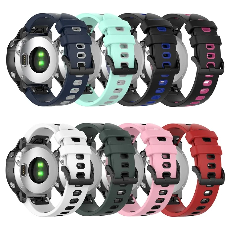 Correa de Reloj de Silicona de la Banda de Relojes Biicolor Para Garmin Fenix ​​6s/fenix ​​5s - Azul Negro