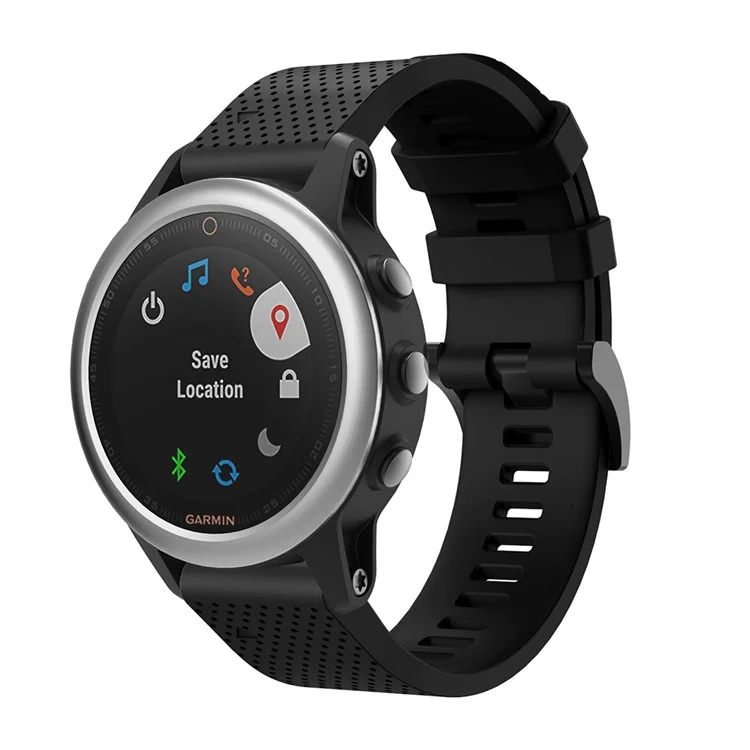 Avec Boucle à Triangle Noir Bracelet de Montre en Silicone pour Garmin Fenix 5S - Noir