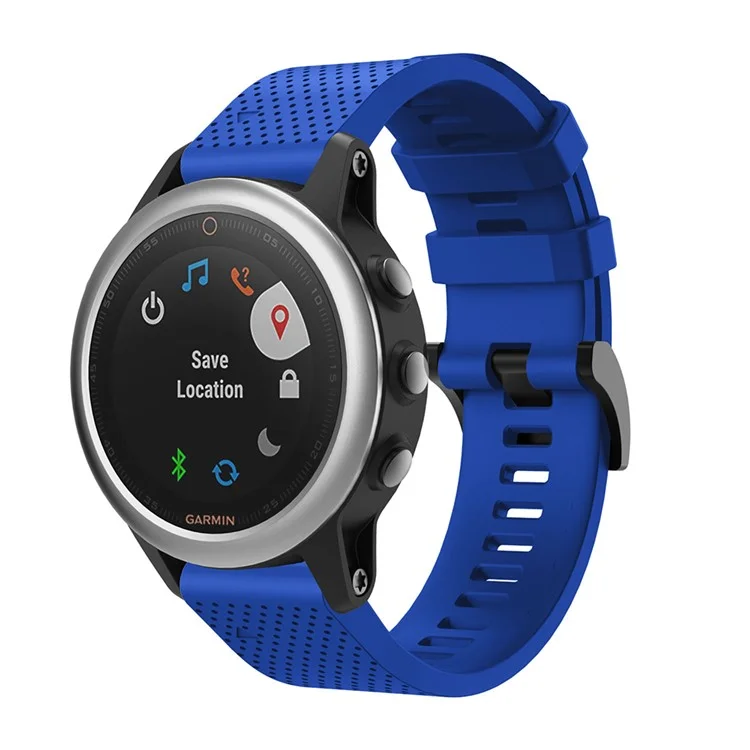 With Black Triangle Buckle Silicone Watch Strap for Garmin Fenix 5S - Dark Blue