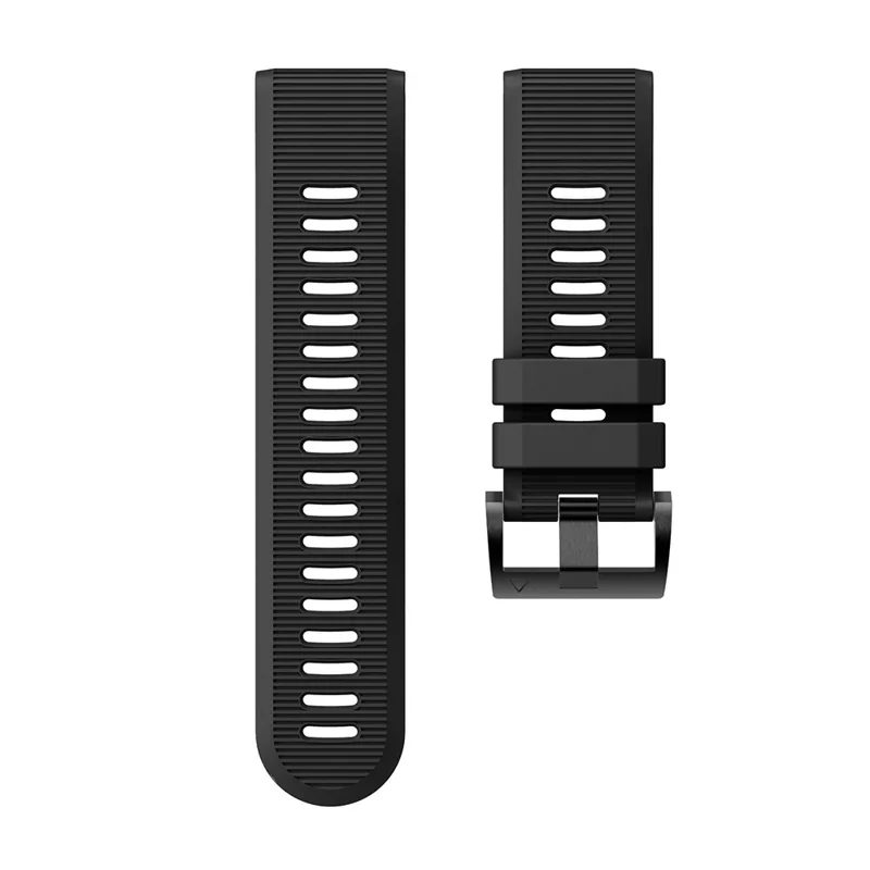 Horizontal Streak with Black Triangle Buckle Silicone Watch Band for Garmin Fenix 5X - Black