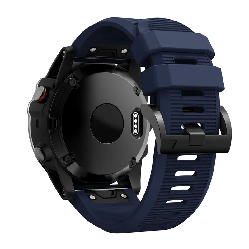 Horizontal Streak with Black Triangle Buckle Silicone Watch Band for Garmin Fenix 5X - Navy Blue