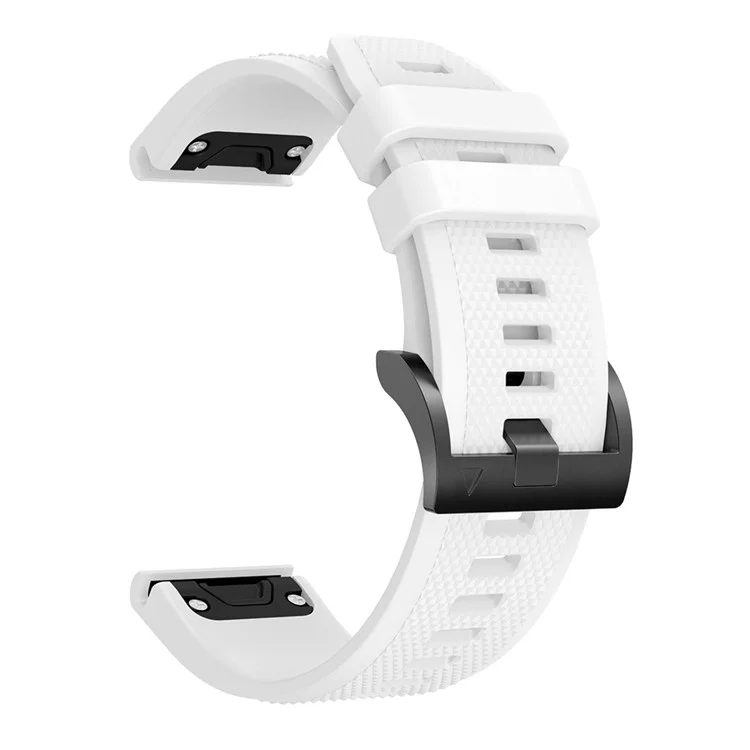 For Garmin Fenix 5 Silicone Watch Band 22mm Adjustable Smart Watch Strap with Black Buckle - White