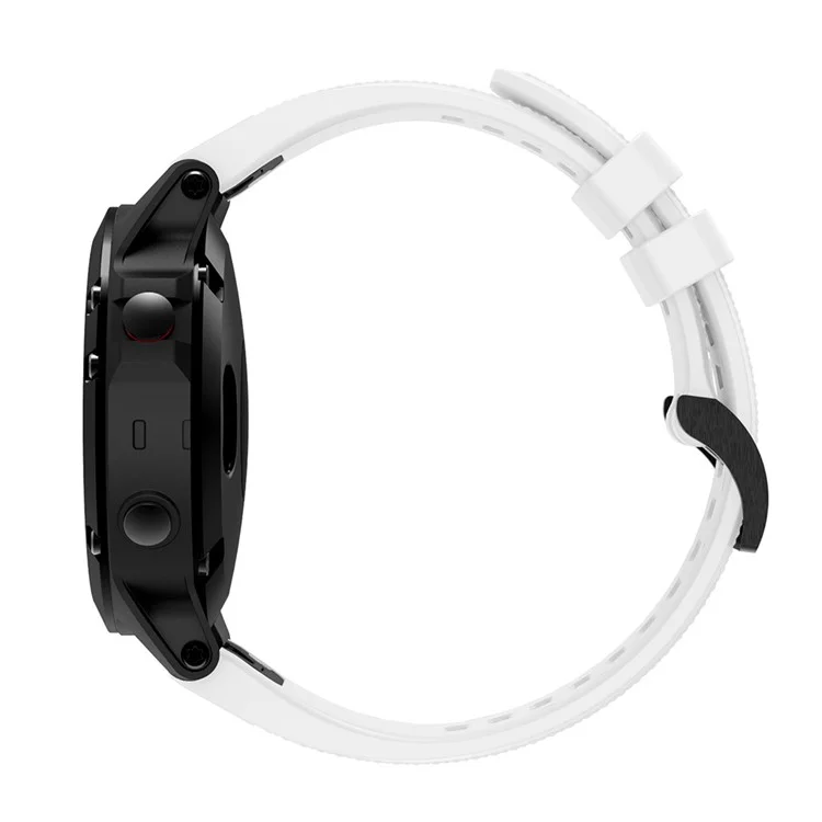 For Garmin Fenix 5 Silicone Watch Band 22mm Adjustable Smart Watch Strap with Black Buckle - White