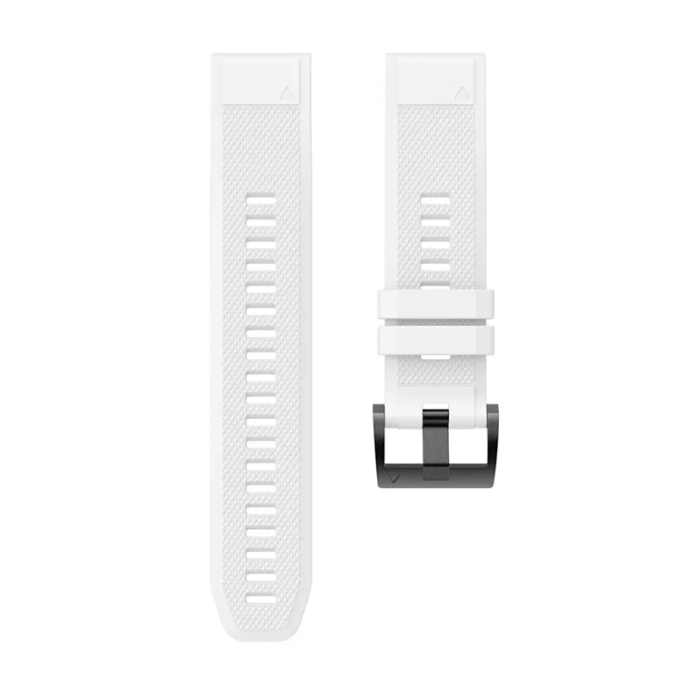 For Garmin Fenix 5 Silicone Watch Band 22mm Adjustable Smart Watch Strap with Black Buckle - White