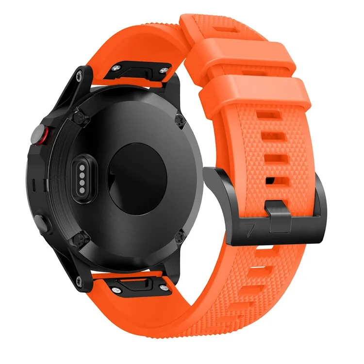Pour Garmin Fenix 5 Bracelet de montre en silicone 22mm Sangle de montre intelligente réglable avec boucle noire - Orange