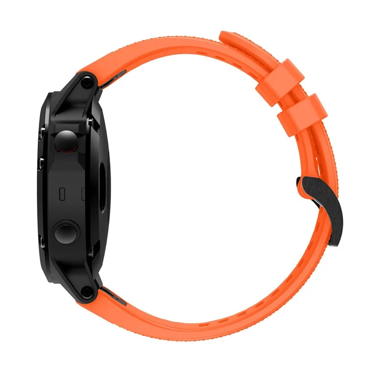 Pour Garmin Fenix 5 Bracelet de montre en silicone 22mm Sangle de montre intelligente réglable avec boucle noire - Orange