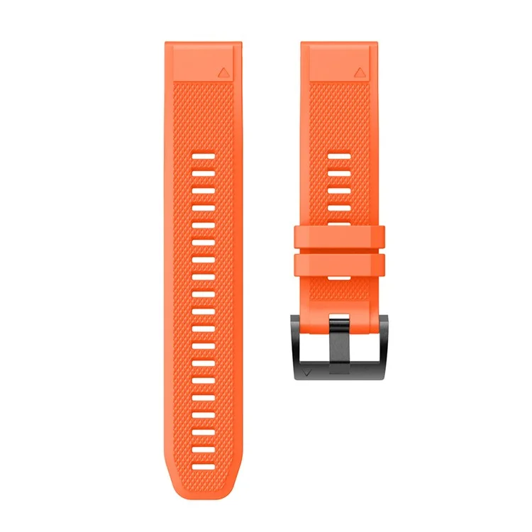 Pour Garmin Fenix 5 Bracelet de montre en silicone 22mm Sangle de montre intelligente réglable avec boucle noire - Orange