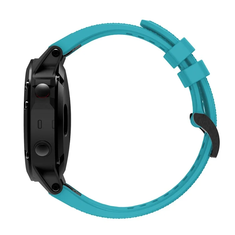 Pour Garmin Fenix 5 Bracelet de montre en silicone 22 mm Bracelet de montre intelligent réglable avec boucle noire - Bleu ciel