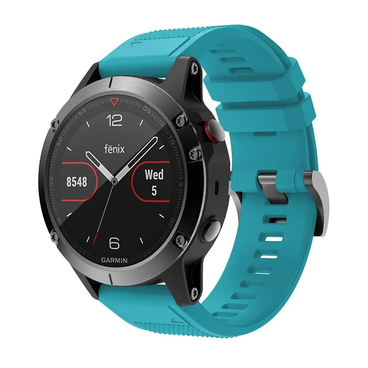 Pour Garmin Fenix 5 Bracelet de montre en silicone 22 mm Bracelet de montre intelligent réglable avec boucle noire - Bleu ciel