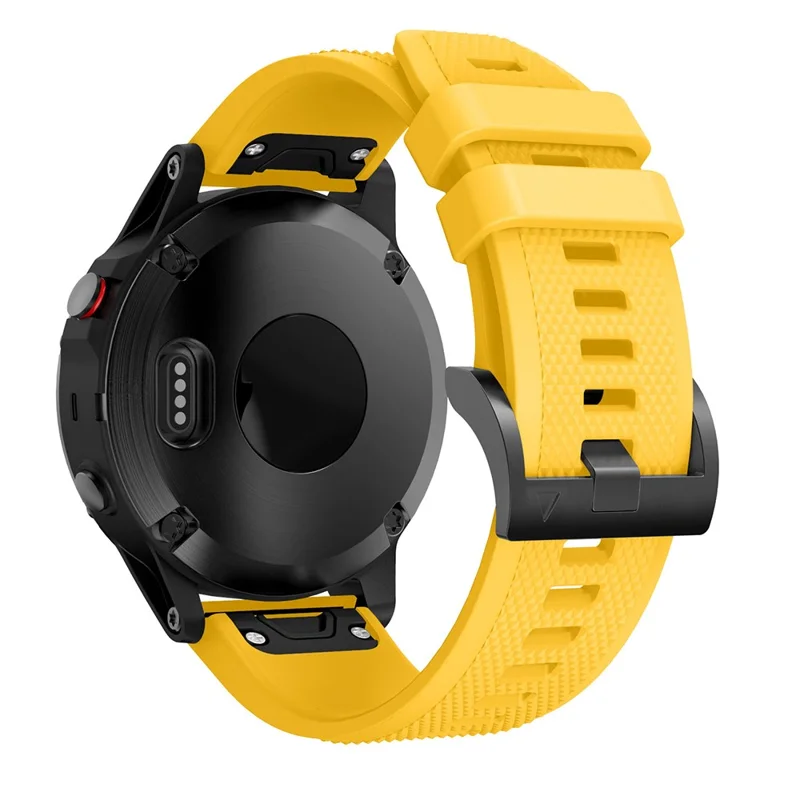 For Garmin Fenix 5 Silicone Watch Band 22mm Adjustable Smart Watch Strap with Black Buckle - Yellow