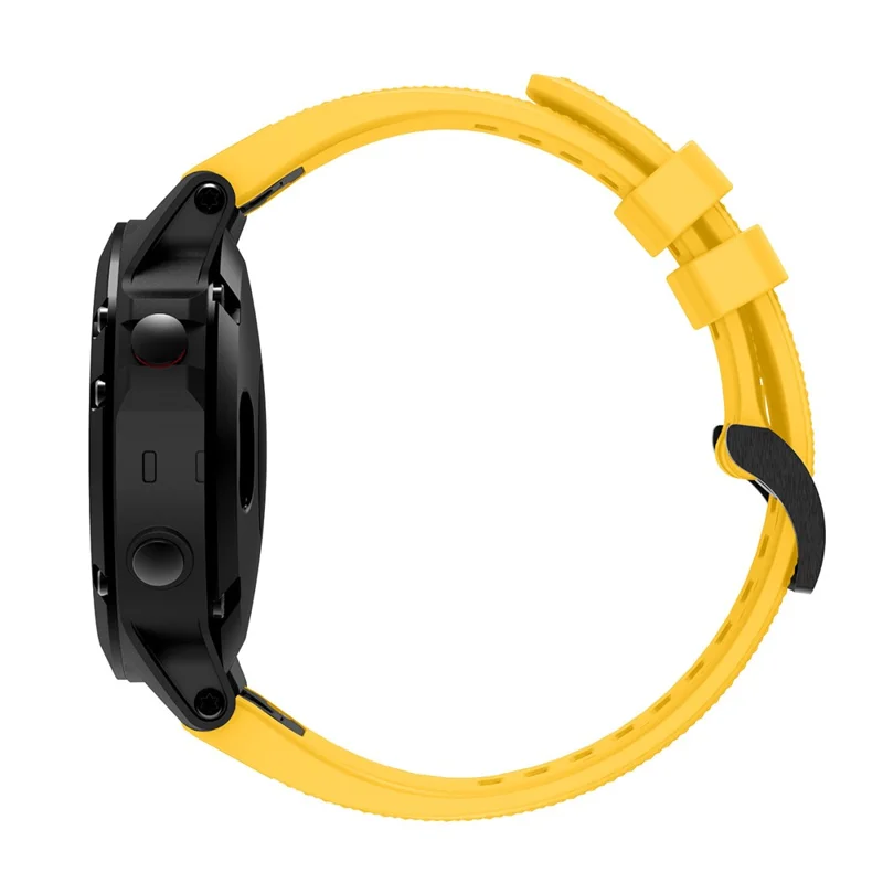 For Garmin Fenix 5 Silicone Watch Band 22mm Adjustable Smart Watch Strap with Black Buckle - Yellow