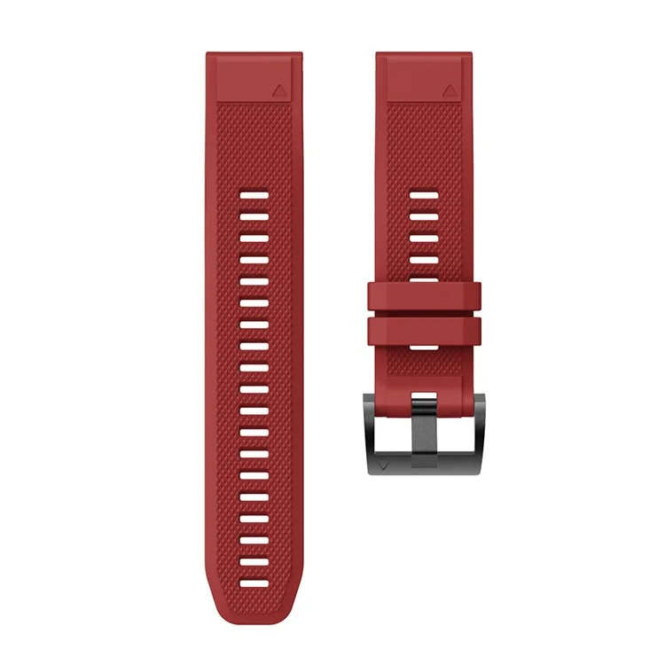 For Garmin Fenix 5 Silicone Watch Band 22mm Adjustable Smart Watch Strap with Black Buckle - Red