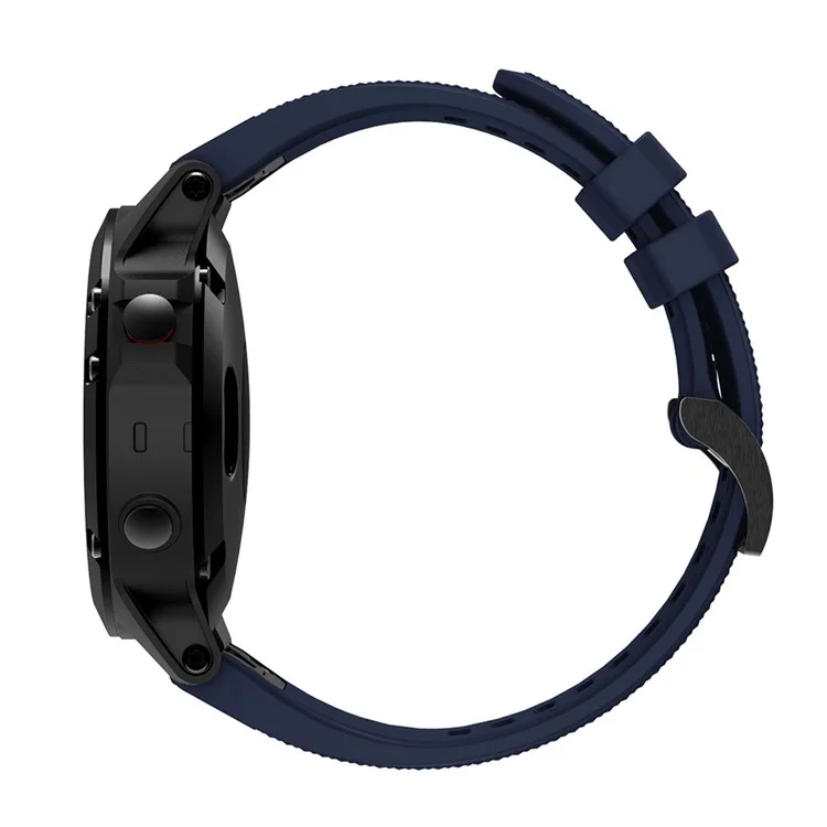 For Garmin Fenix 5 Silicone Watch Band 22mm Adjustable Smart Watch Strap with Black Buckle - Navy Blue