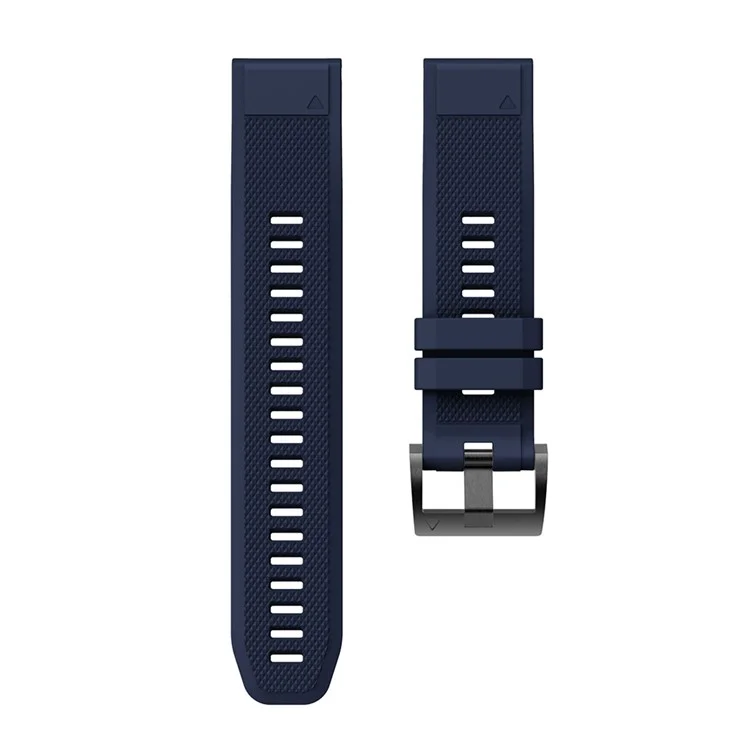For Garmin Fenix 5 Silicone Watch Band 22mm Adjustable Smart Watch Strap with Black Buckle - Navy Blue