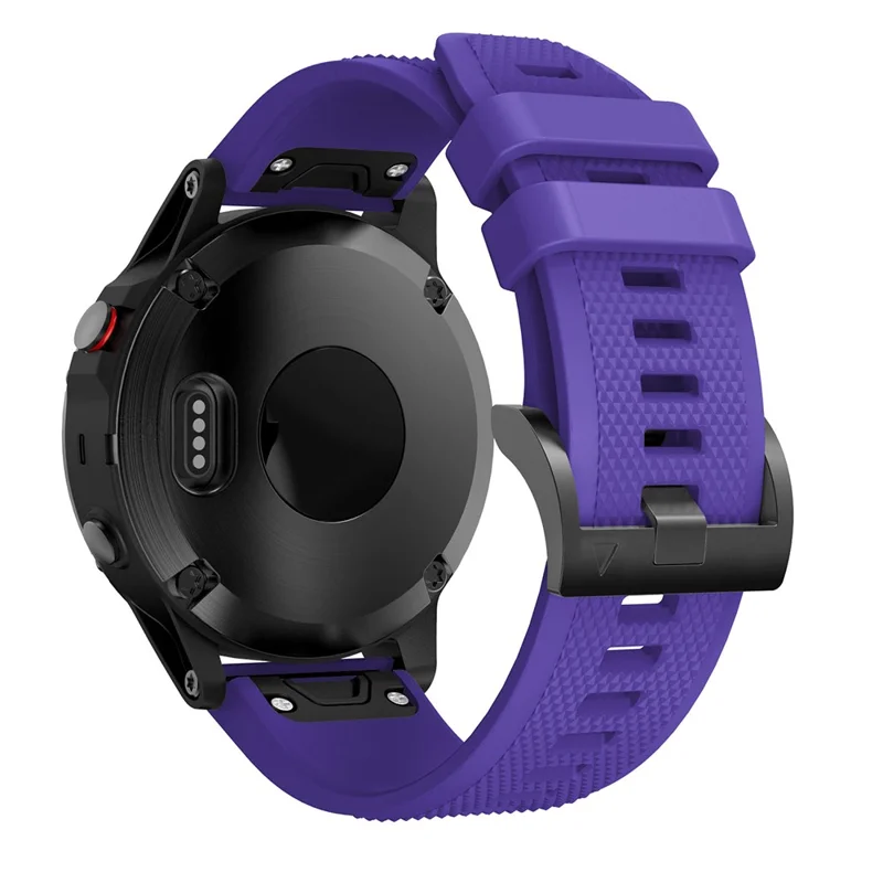 For Garmin Fenix 5 Silicone Watch Band 22mm Adjustable Smart Watch Strap with Black Buckle - Purple
