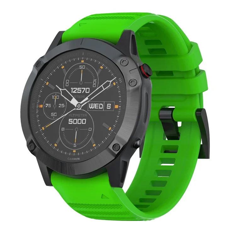 Cinghia di Orologio in Silicone da 26 mm Per Garmin Fenix ​​7x/ 6x GPS/ 6X Pro Smart Watch Band Sostituzione - Verde Scuro