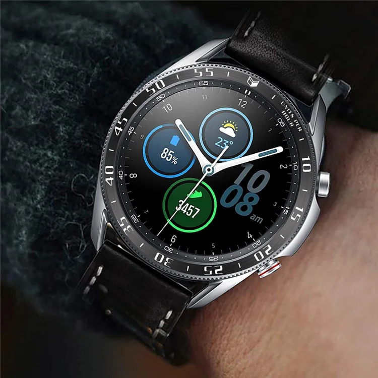 Anti Scratch Metal Smartwatch Dial Bezel Ring [A Type] for Samsung Galaxy Watch3 45mm - Black