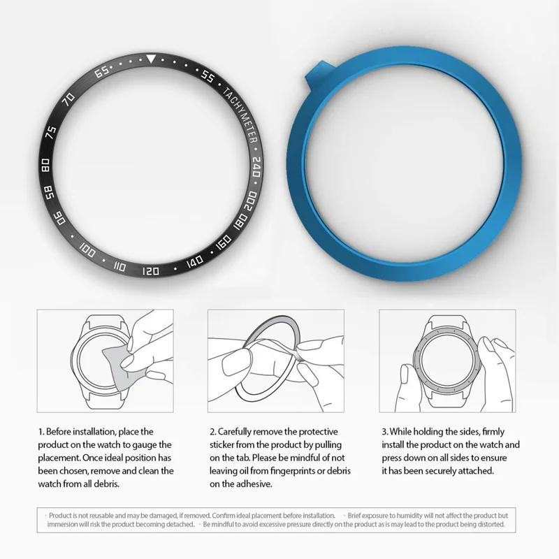 Anti Scratch Metal Smartwatch Dial Bezel Ring [E Type] for Samsung Galaxy Watch3 41mm - Black/White Letters