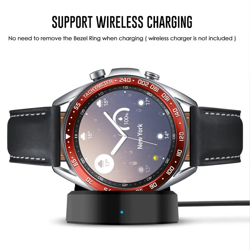 Anti Scratch Metal Smartwatch Dial Bezel Ring [E Type] for Samsung Galaxy Watch3 41mm - Red/White Letters